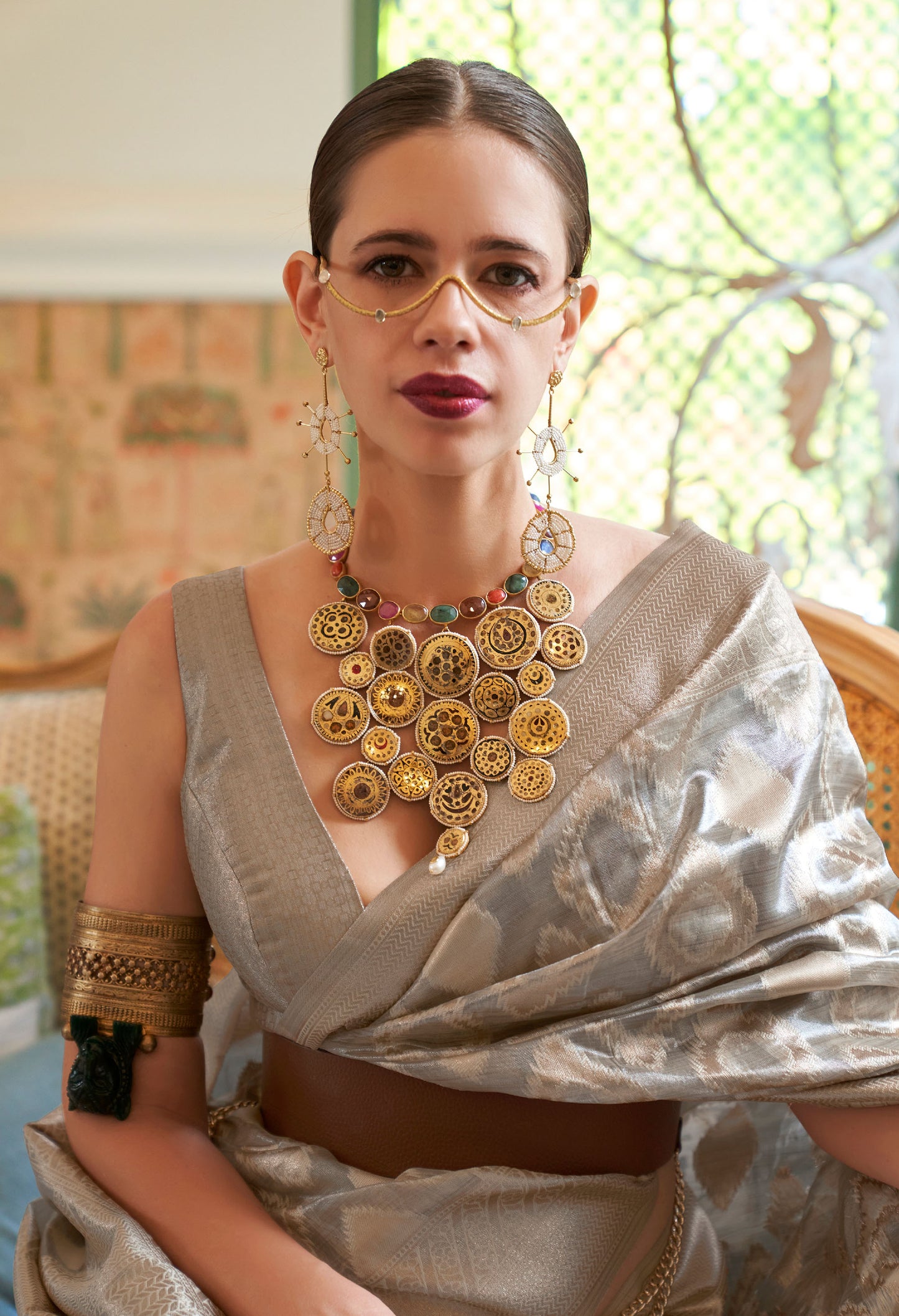 Light Grey Kalki Multi Tissue Zari Handloom Saree