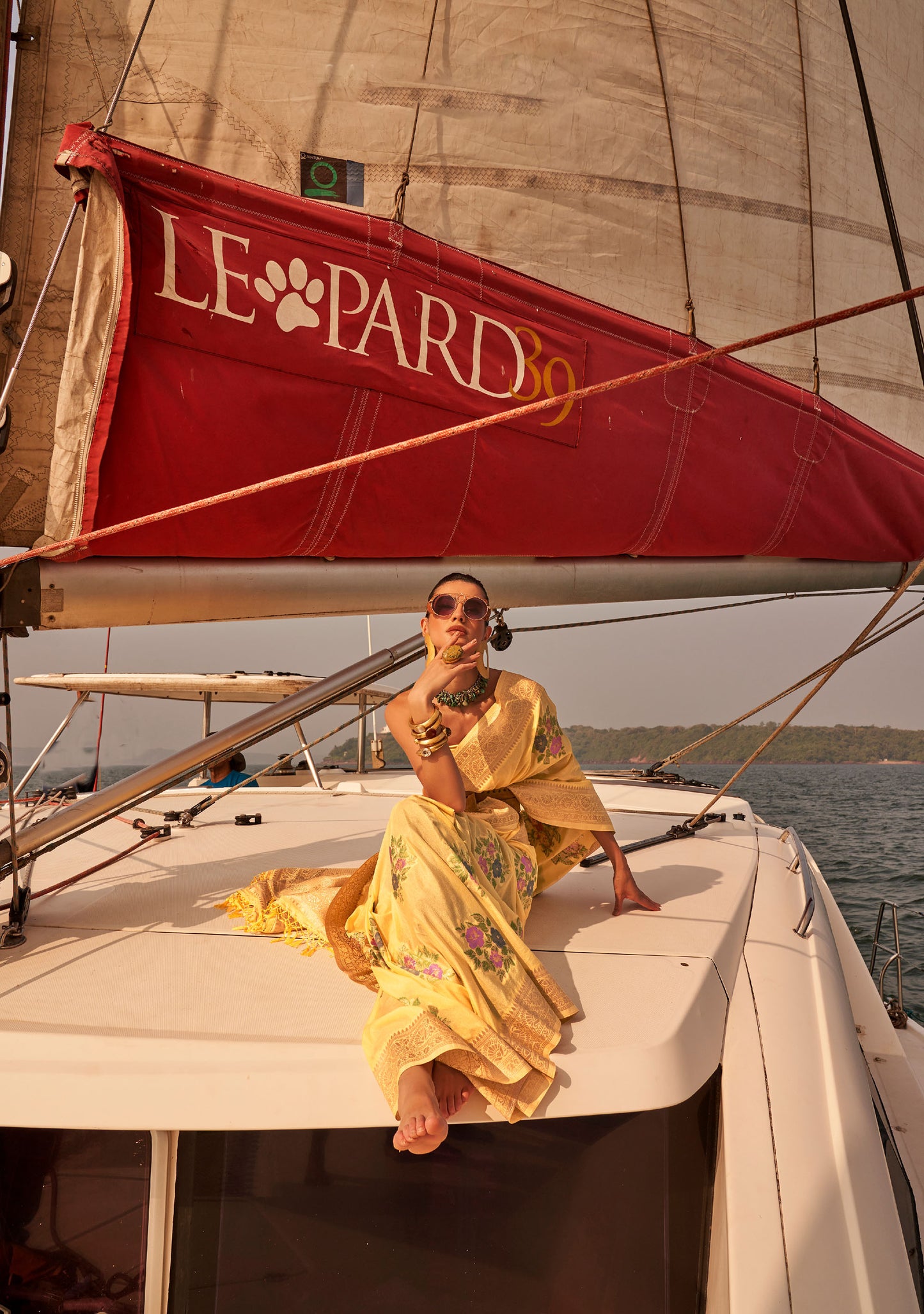 Yellow Khibaa Silk Chinnon Nylon Handloom Saree