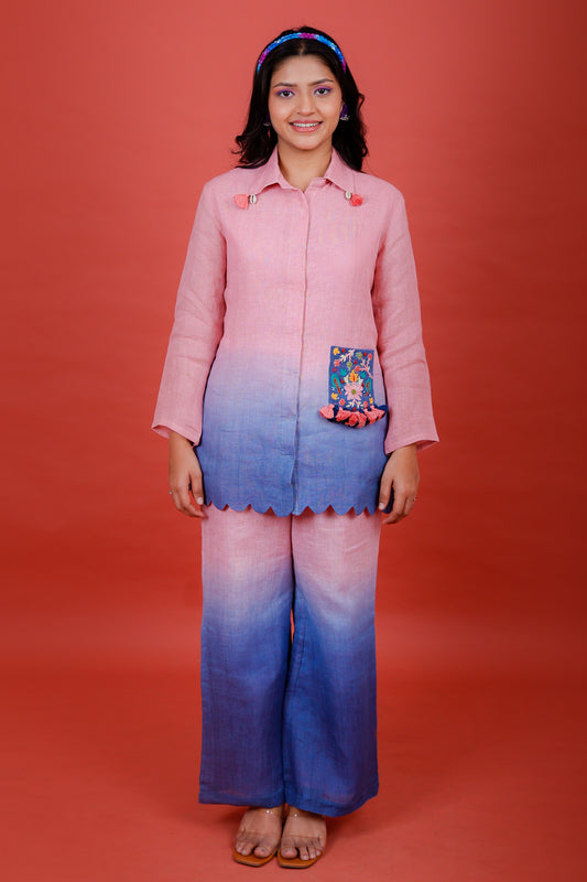 Bloom Pink to Blue Co-ord Set - Pinash