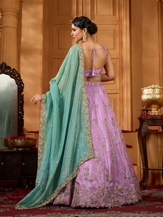 Lavender Silk Sequins Embroidery Lehenga for Sangeet
