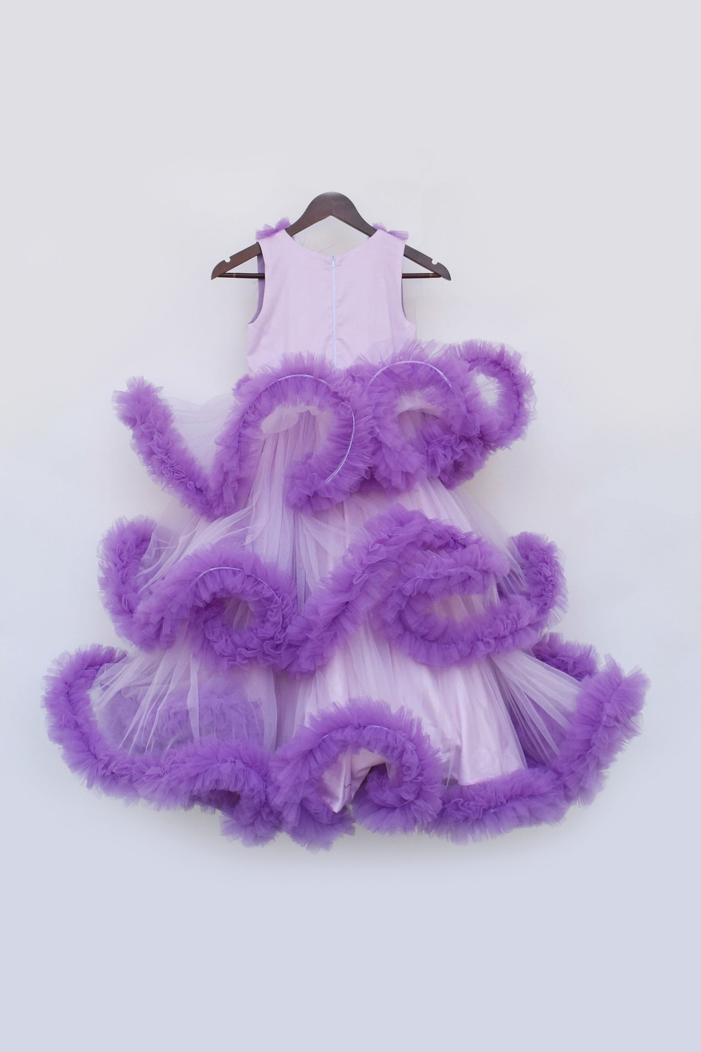 Purple Net Ruffel Gown
