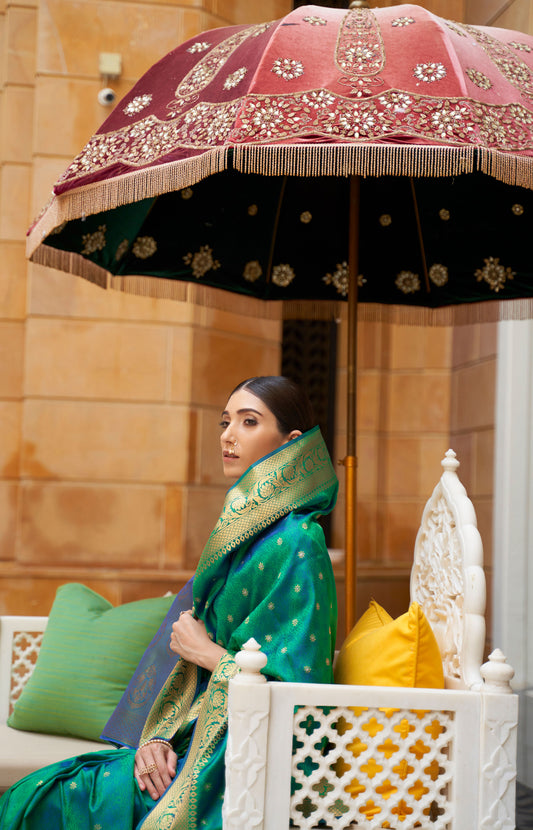 Green Kalandi Kanjivaram Silk Saree