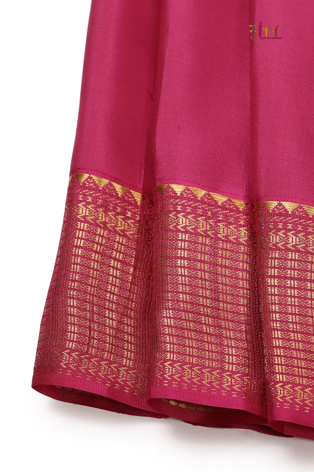 Handloom Cream Kanchipattu Saree With Hot Pink Golden Zari Border