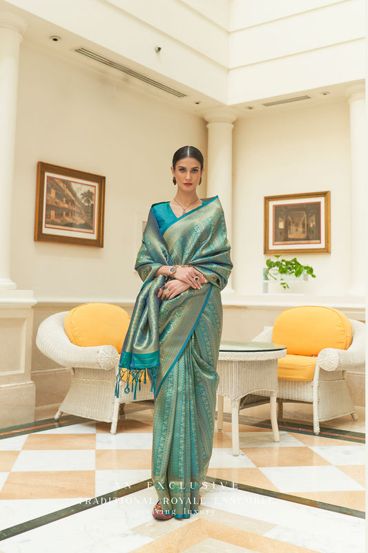 Green Kishika Silk Sequins Saree