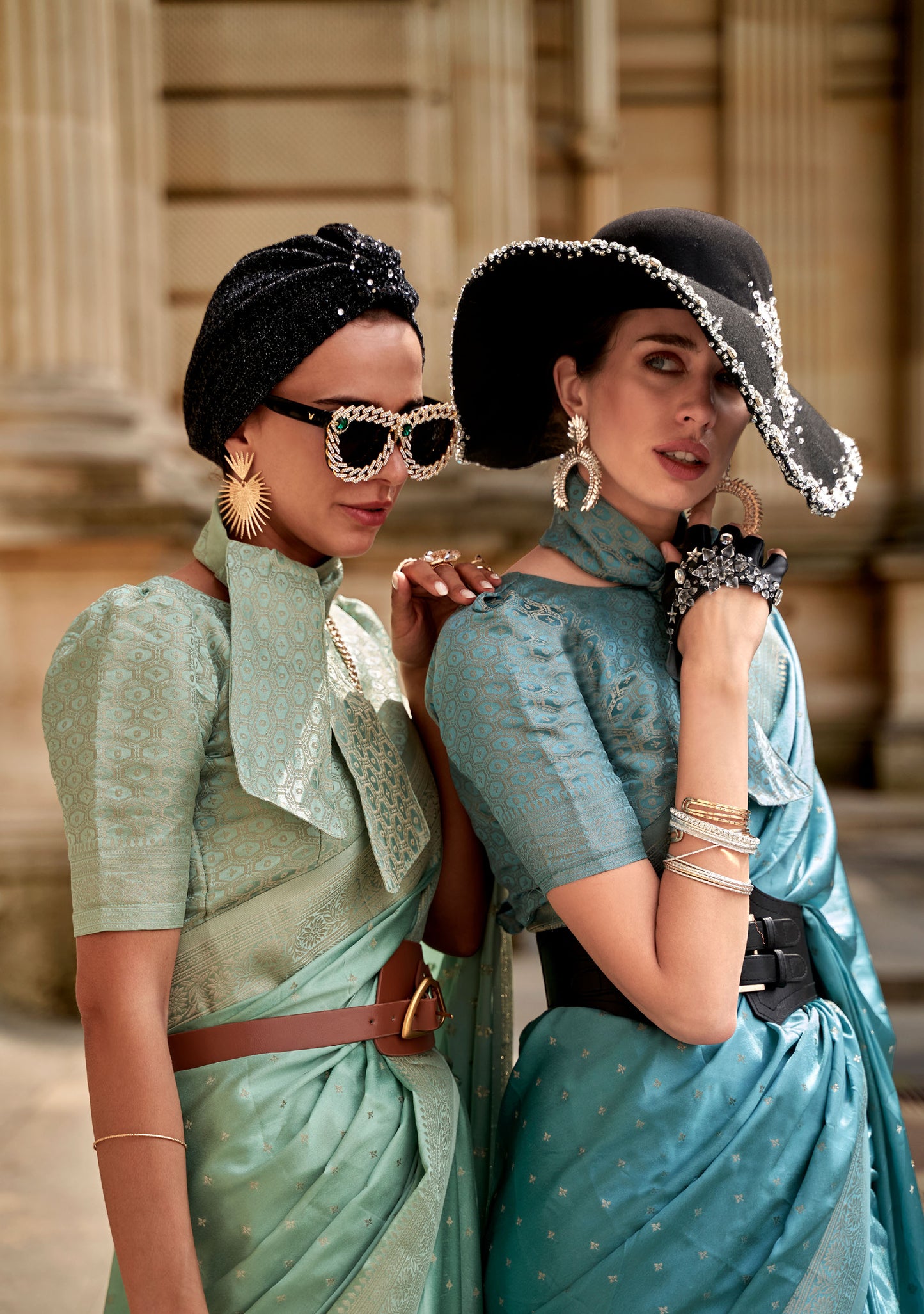 Light Green Kamzah Silk Pure Satin Nylon Handloom saree