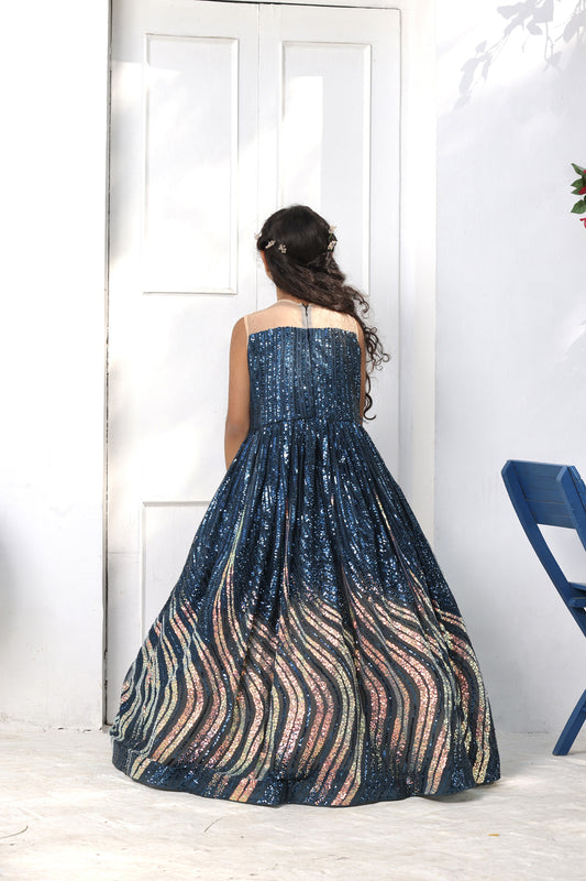 Teal Blue Sequence Gown