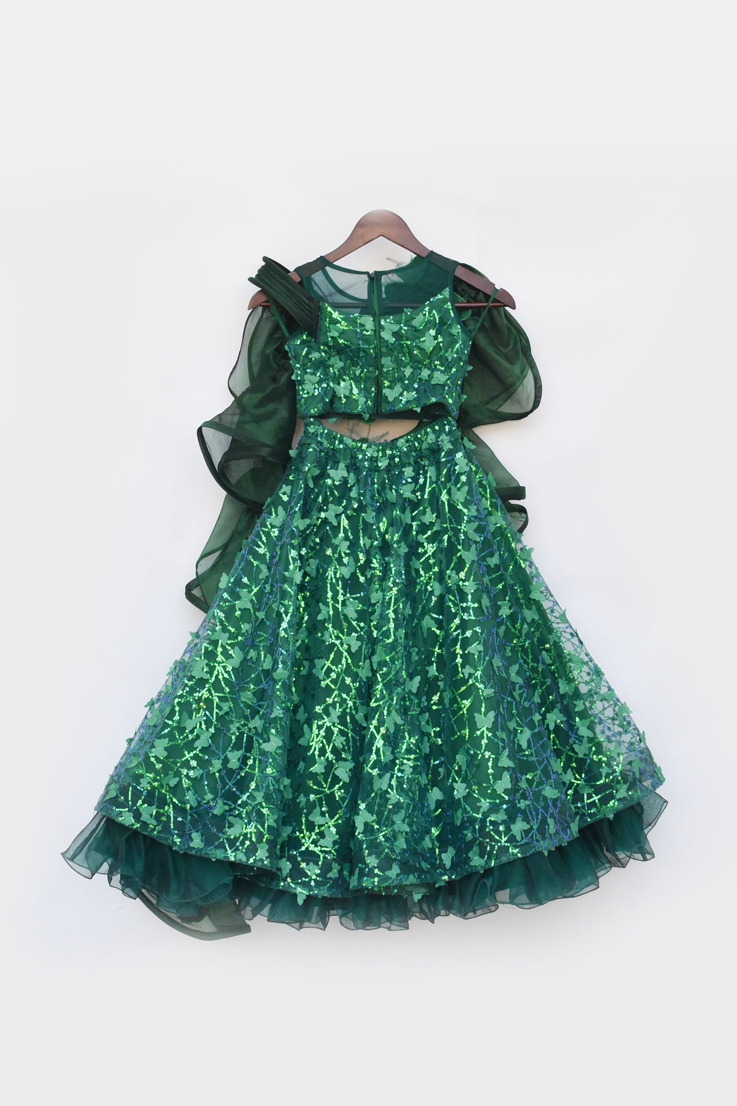 Green Butterfly Choli with Lehenga