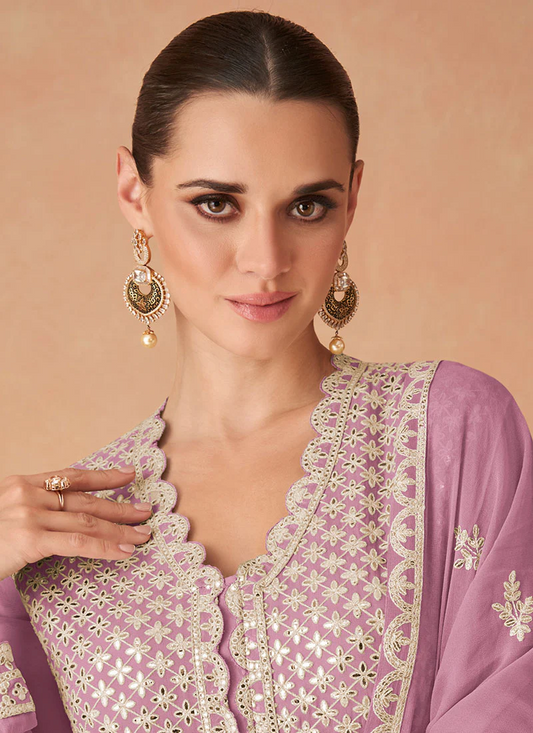 Light Purple Sequins Embroidered Georgette Anarkali