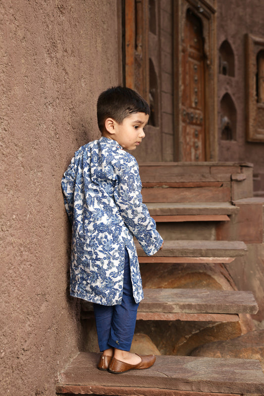 Blue Print Kurta and Blue Pant