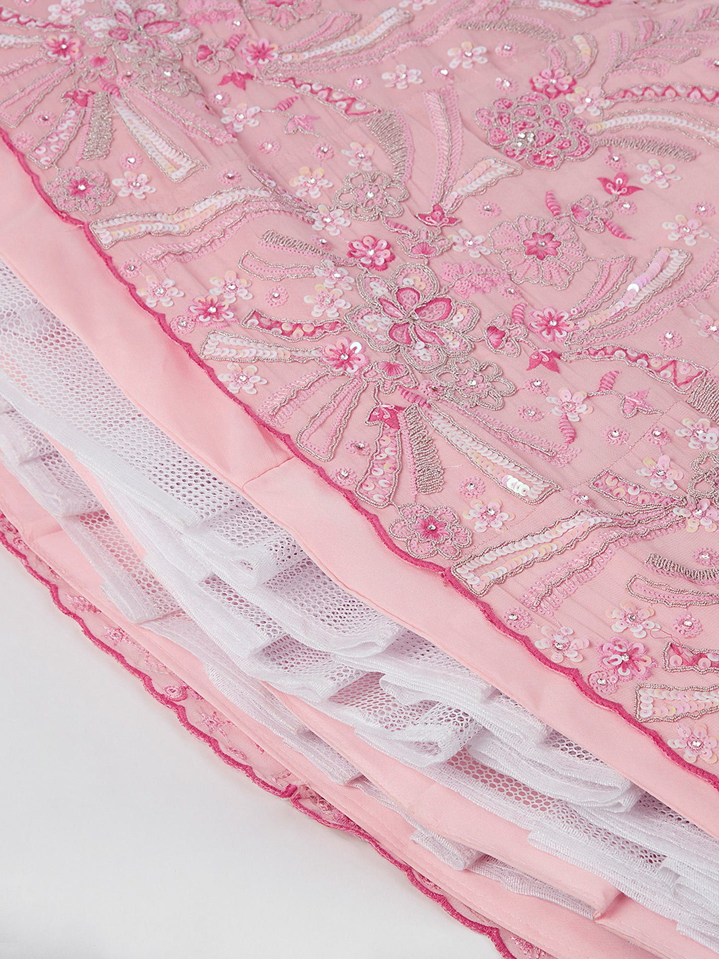Pink Georgette Sequins and thread embroidery Lehenga