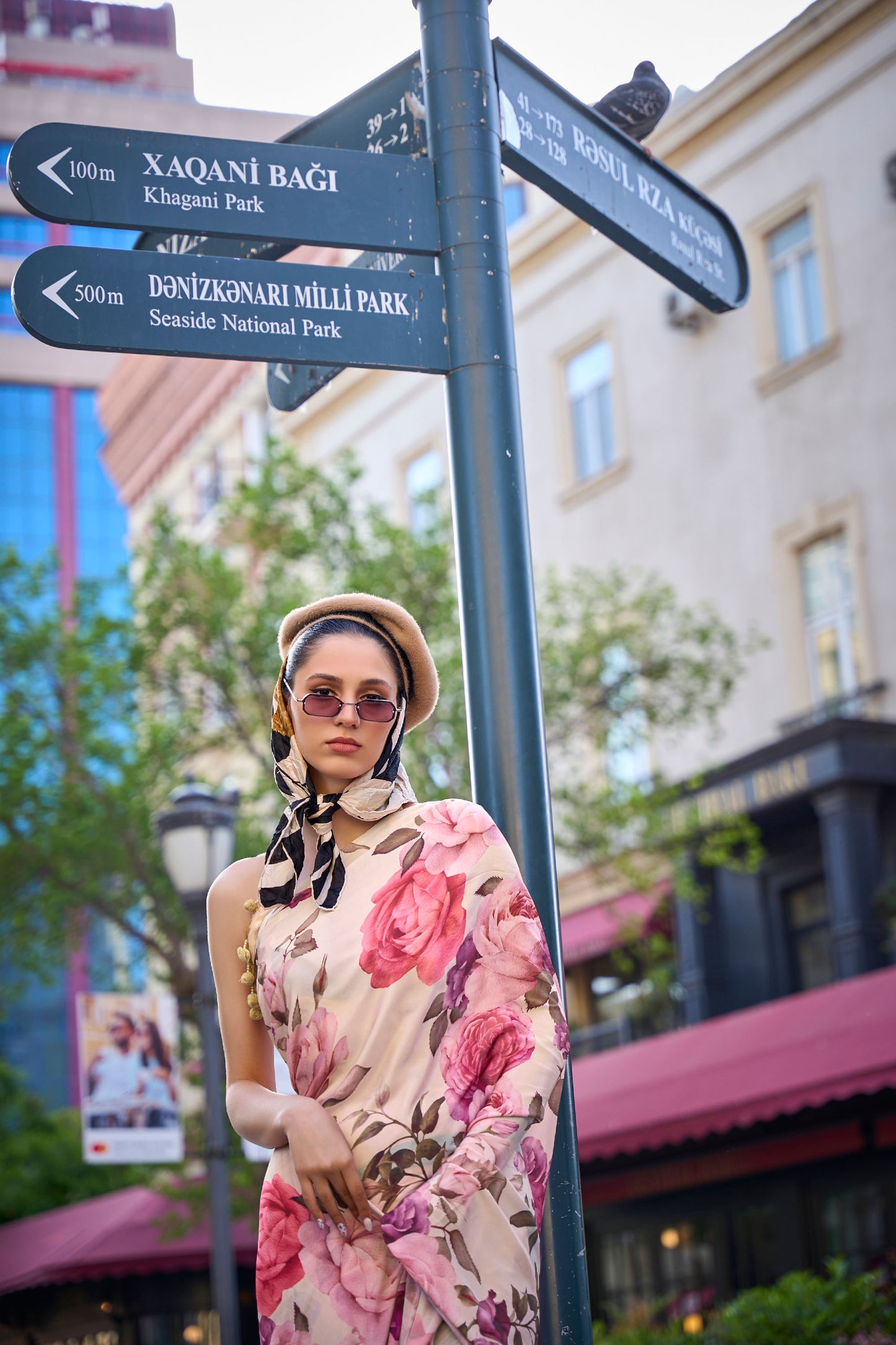 Peach Floral Krayon Pure Silk Crepe Print Saree