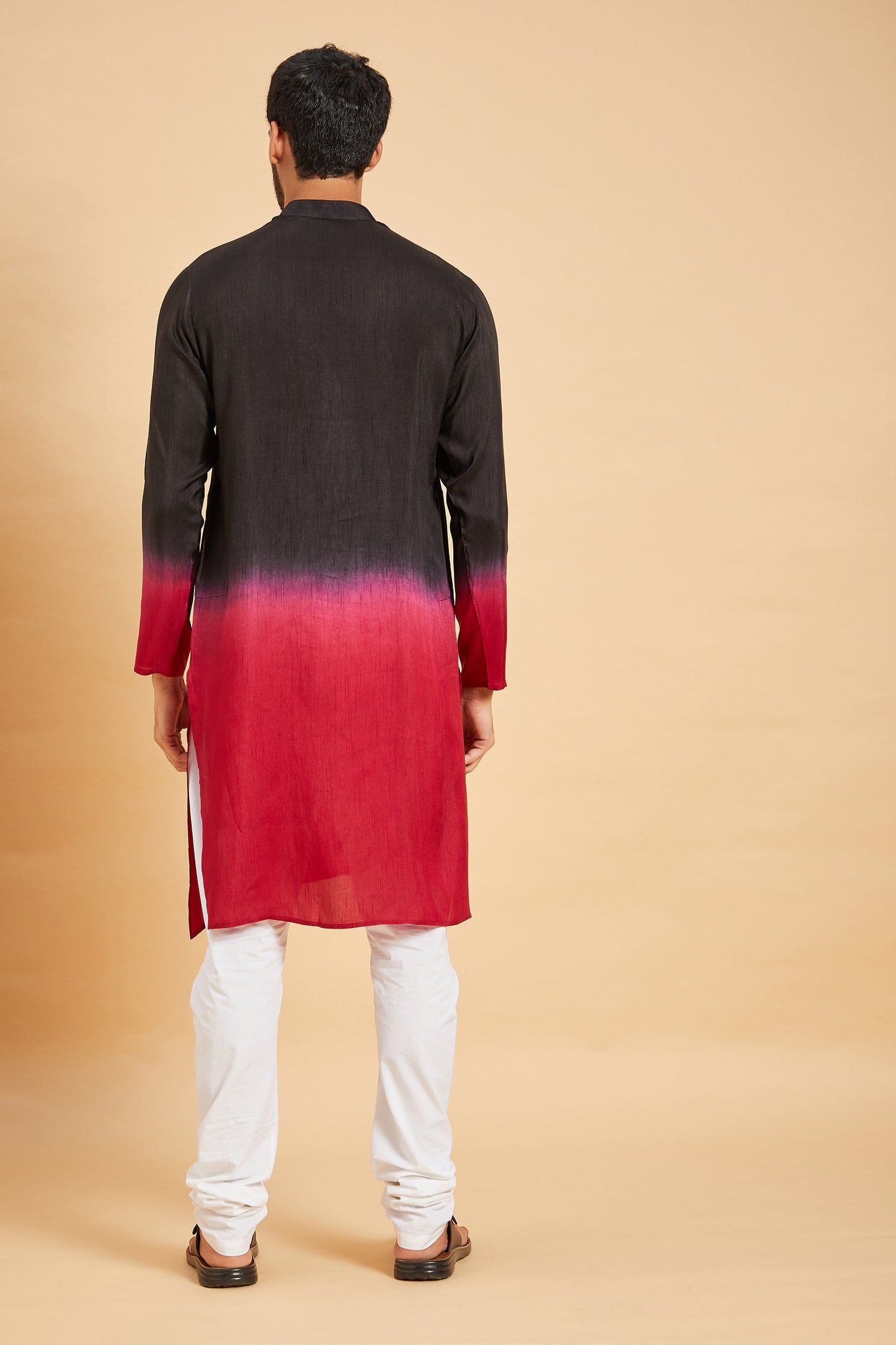 Red & Black Raw Silk Dyeing Festive ( only Kurta )