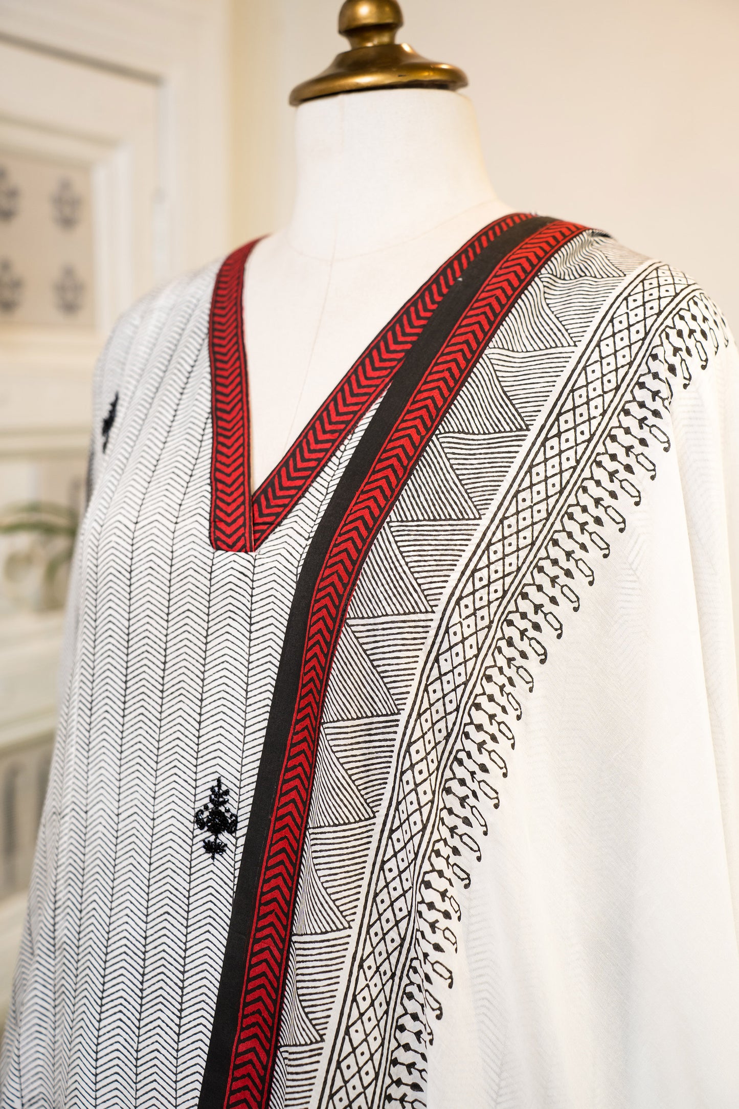 All Over Hand Embroidered Motif Cotton Silk Kurta Pant Set