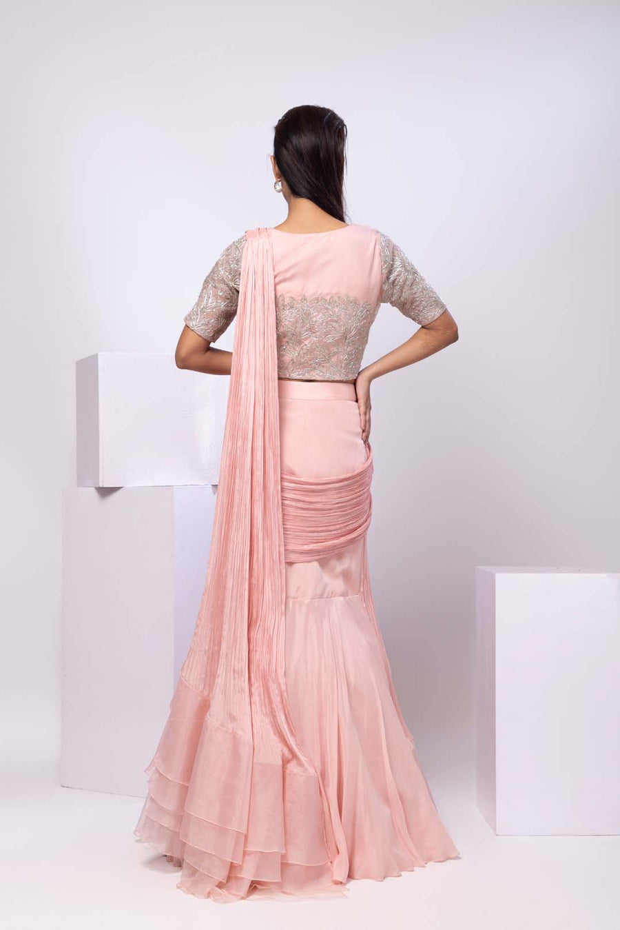 Pink Siana Drape Saree Set