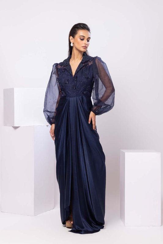 Navy Willow Collared Dress
