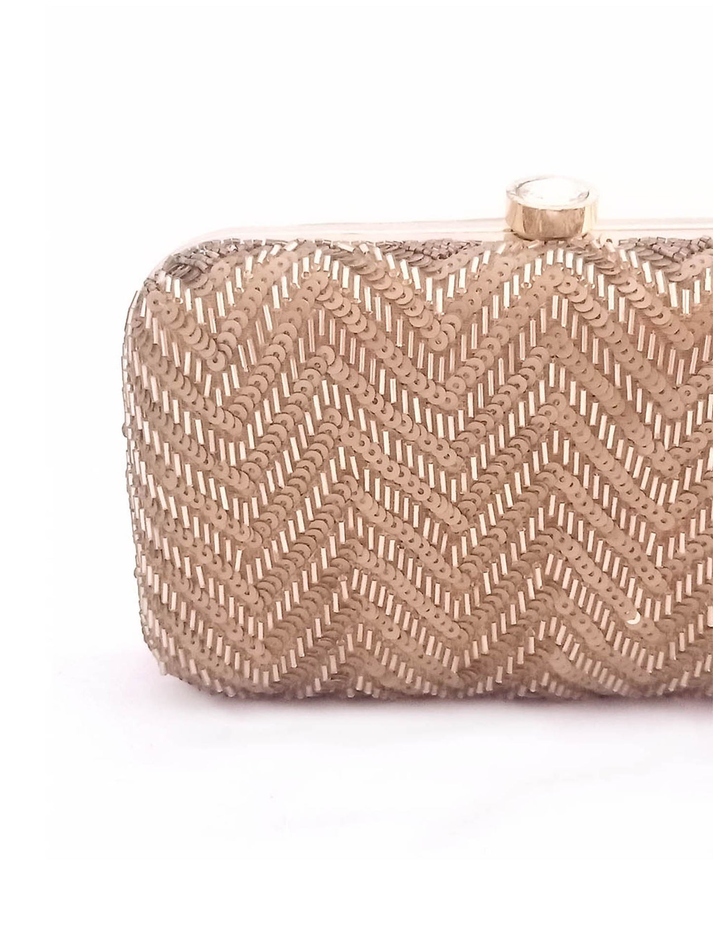 Antique Gold zigzag Handembroidered Clutch