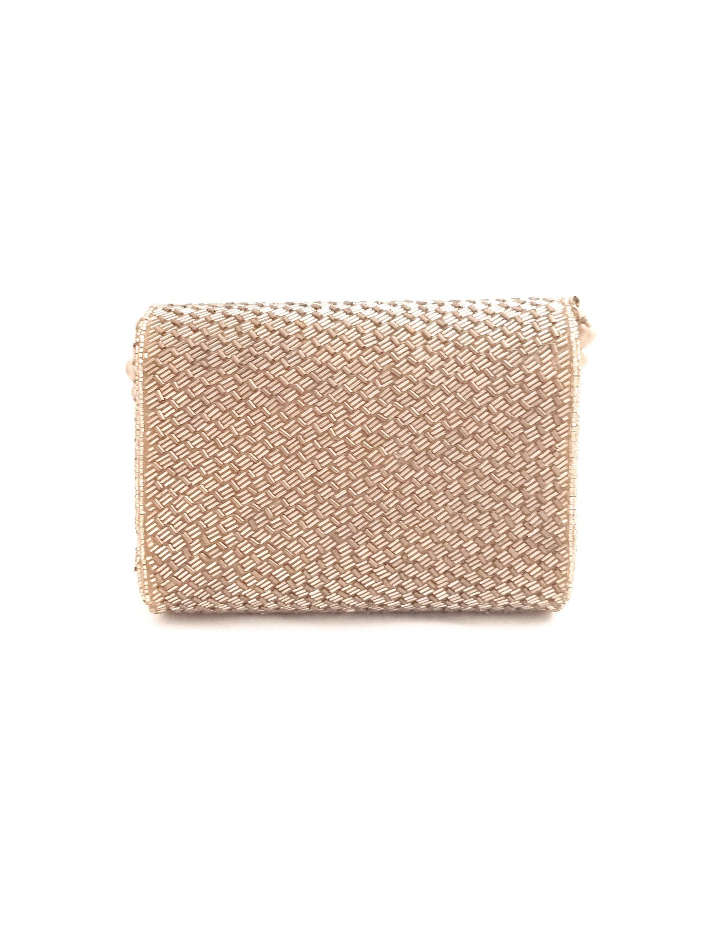 Gold Weave Flopover Hand Embroidered Clutch