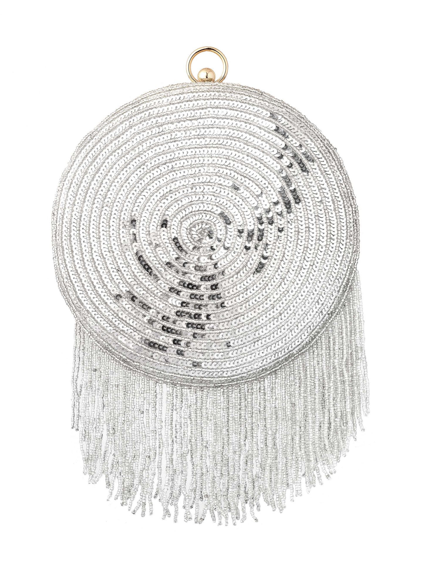 Silver Sequins Work Disco Ball Clutch