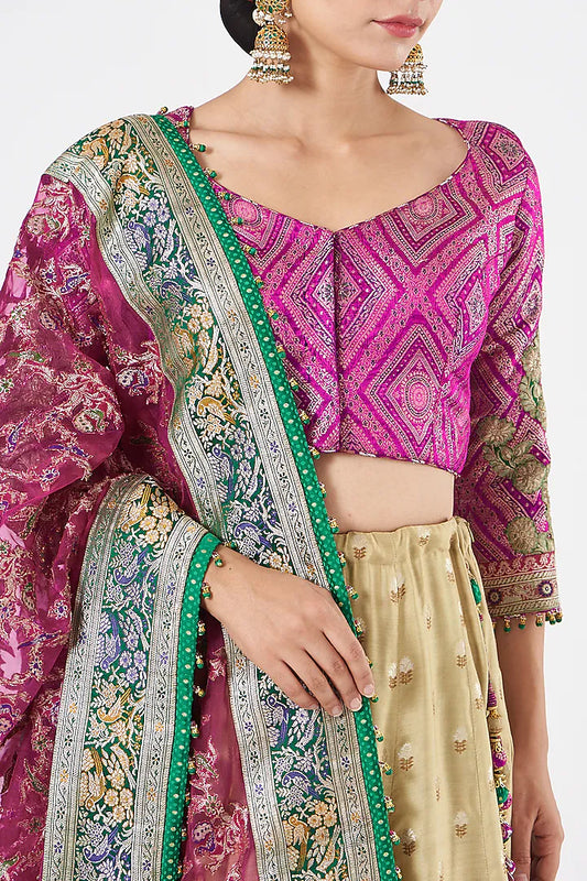 Beige Pure Pink Limited Edition Designer Lehenga Set