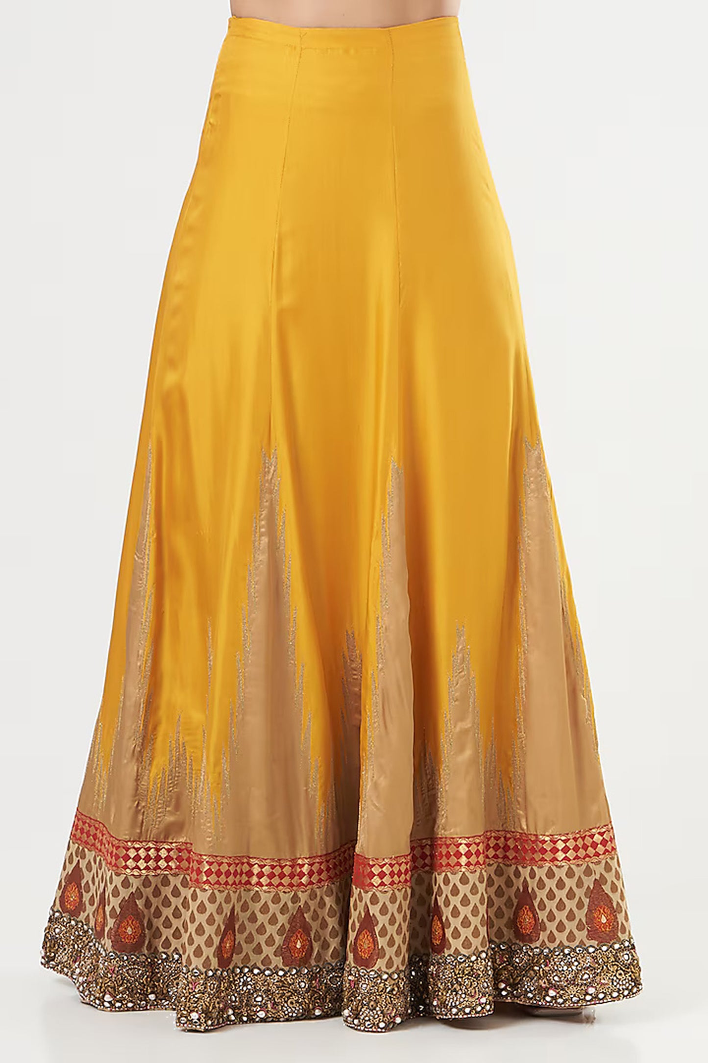Mustard Hand Embroidered Pure Silk Lehenga Set
