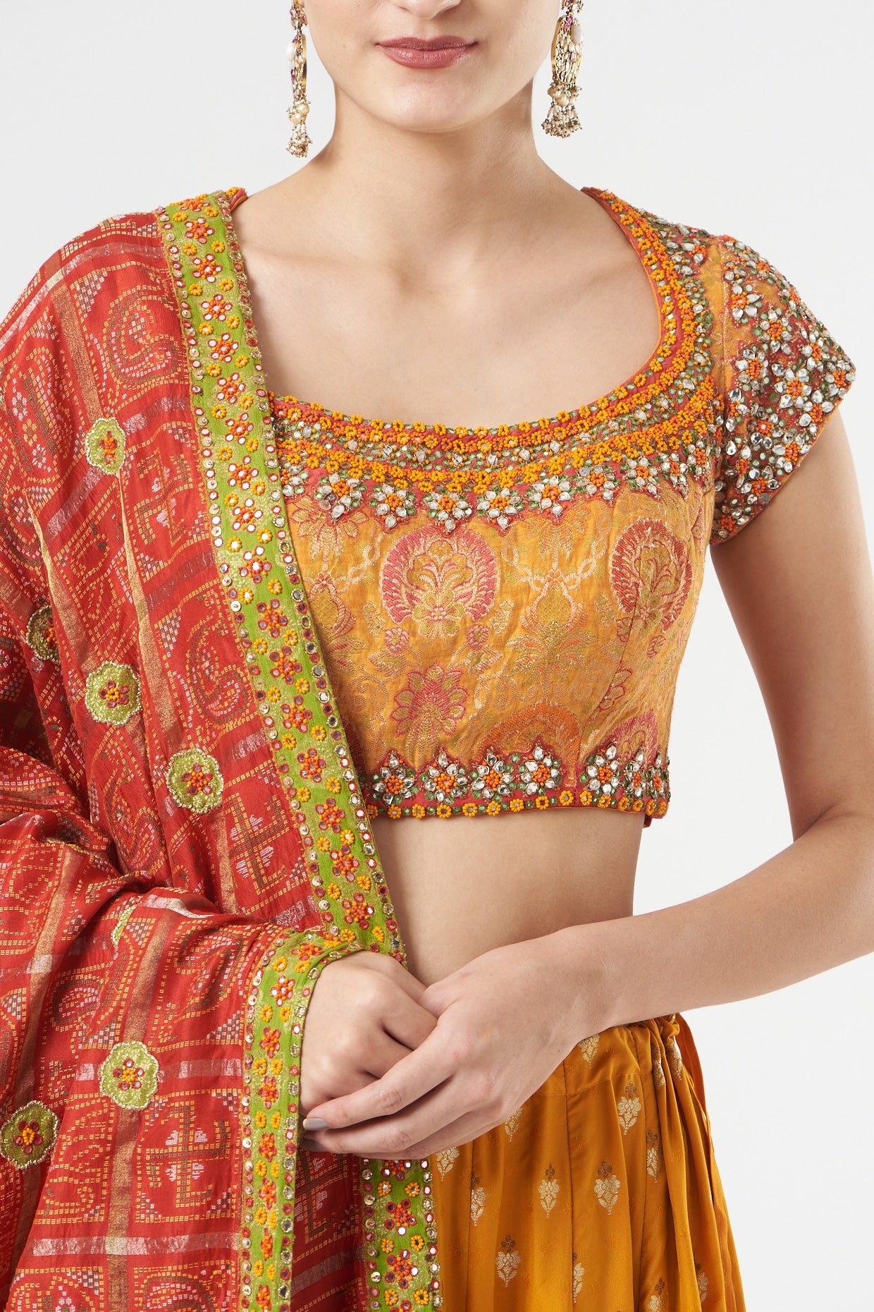 Deep Mustard Embroidered Designer Wedding Lehenga Set