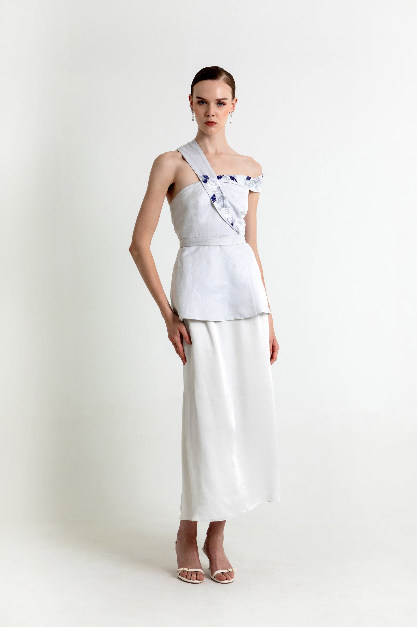 Helena Silver Satin Designer Co-ord Set