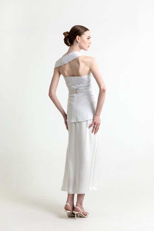 Helena Silver Satin Designer Co-ord Set