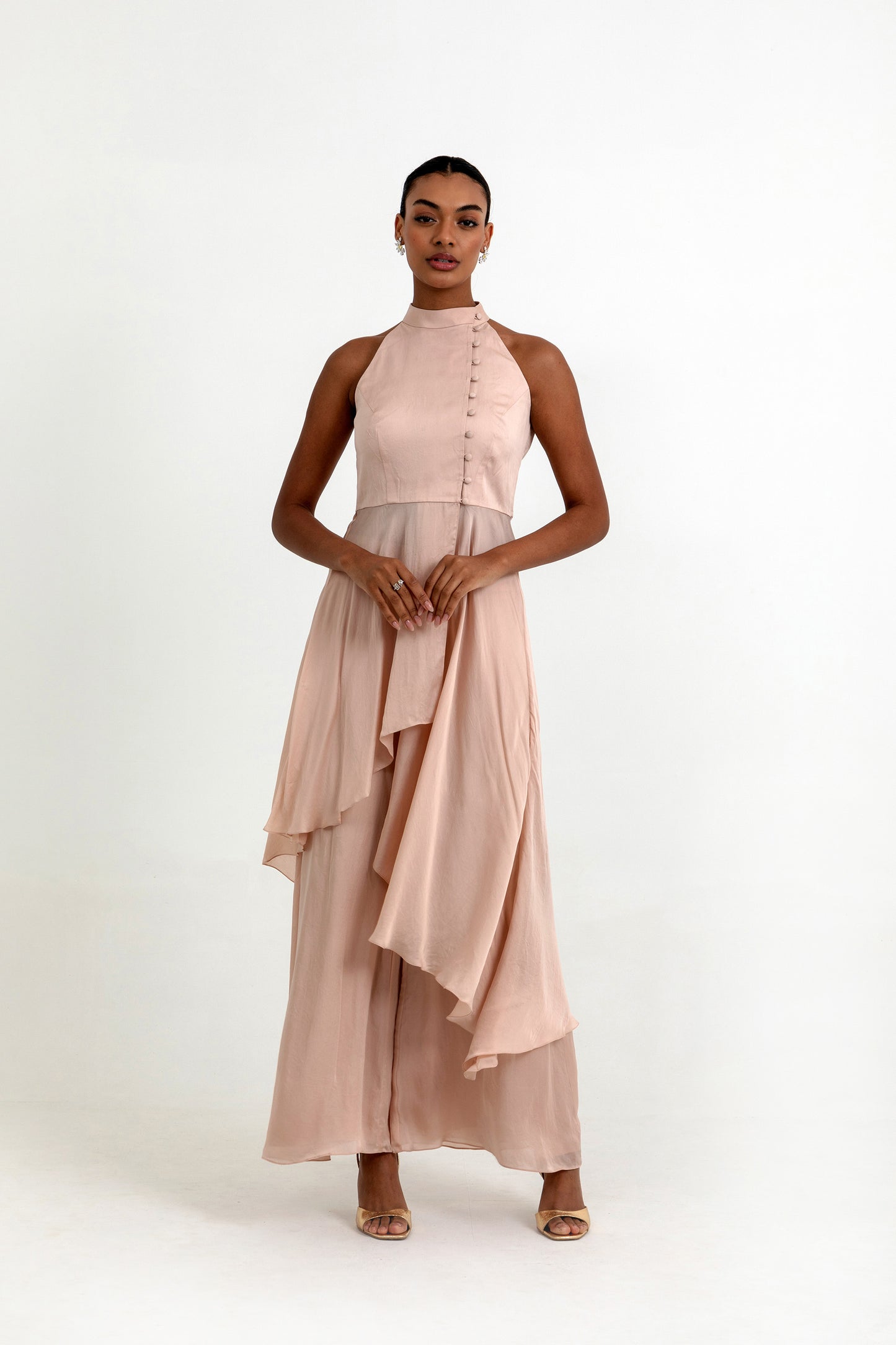 Haven Peach Organza Flared Co-ord Set