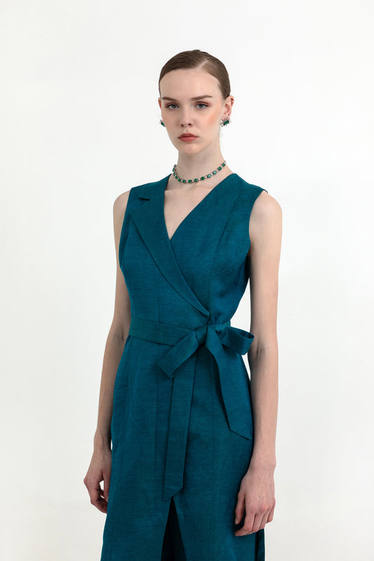 Este Teal Green Satin Designer Co-ord Set