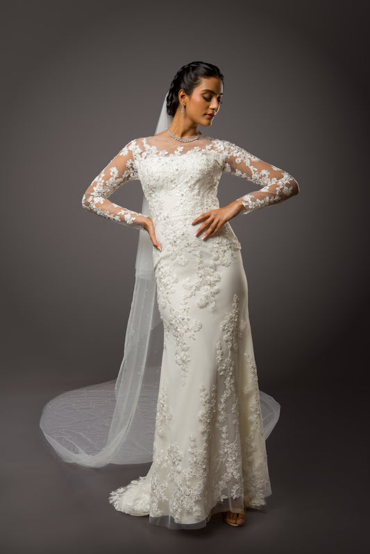 Jewel - Ivory Exquisite Lean Lace wedding Dress
