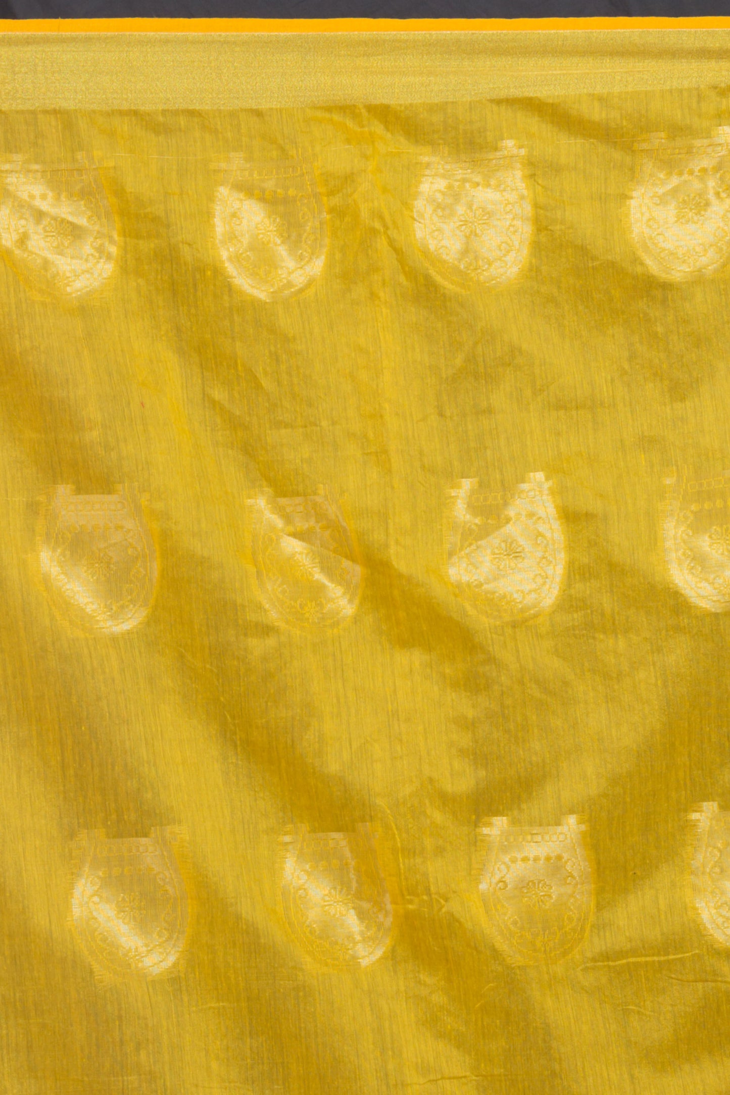 Yellow Handloom Blended Cotton Saree