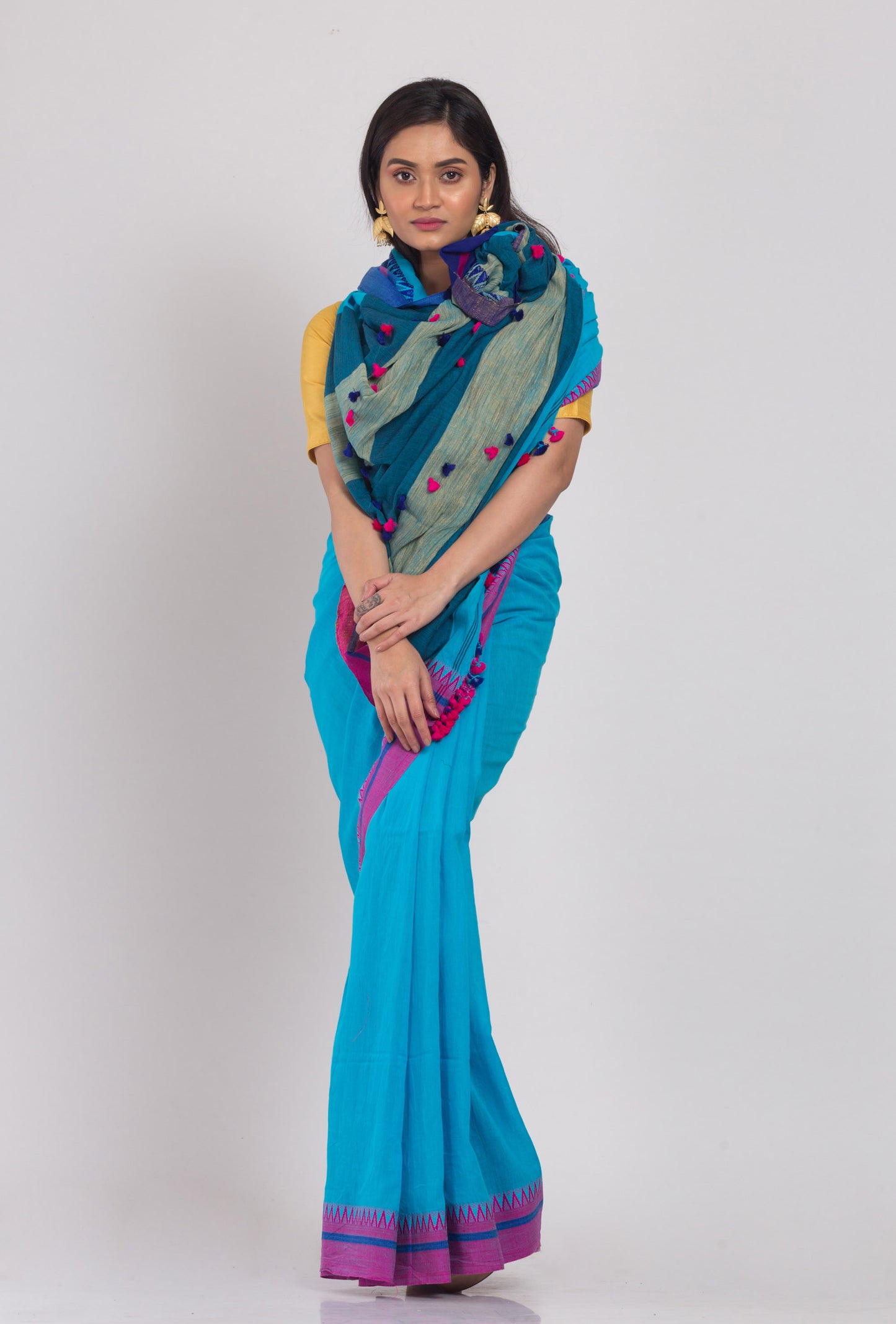 Blue Handloom Cotton Saree