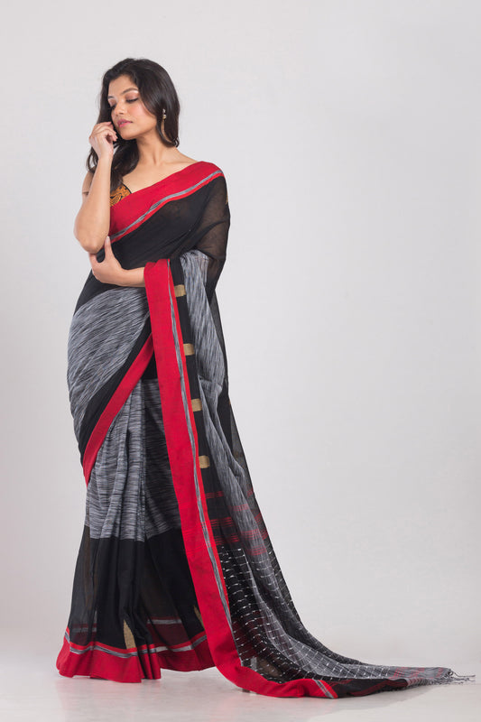 Black Handloom Cotton Saree
