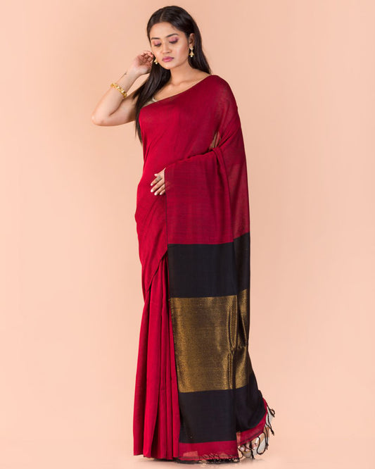 Red Handwoven Cotton Saree