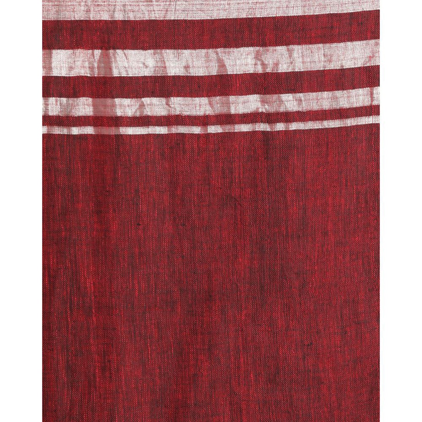 Silver Zari Border Maroon Linen Saree