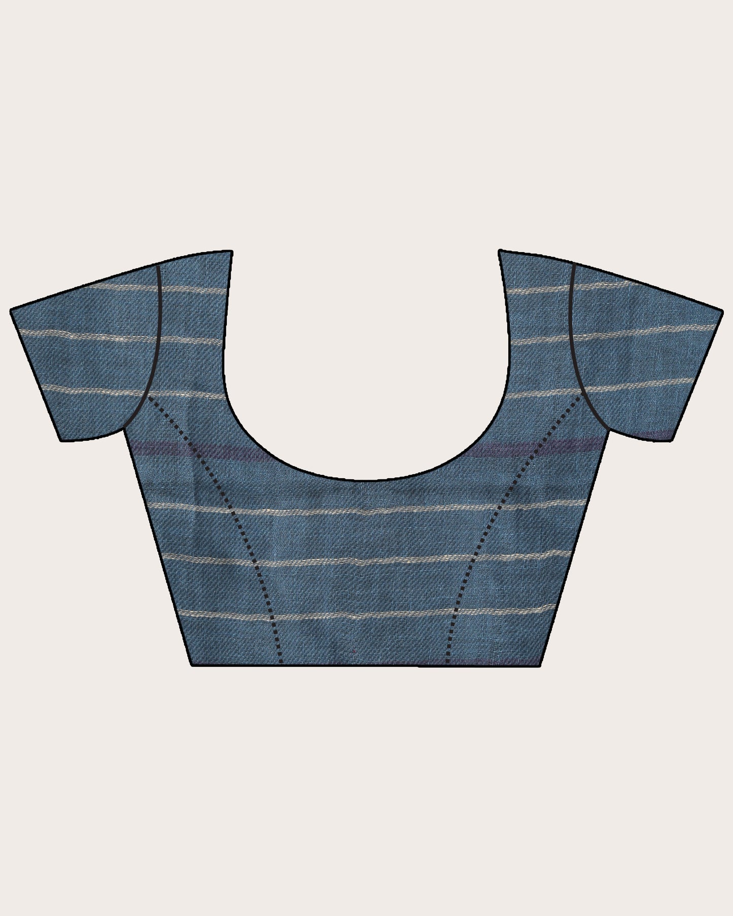 Steel Blue Traditional Handloom Check Linen Saree