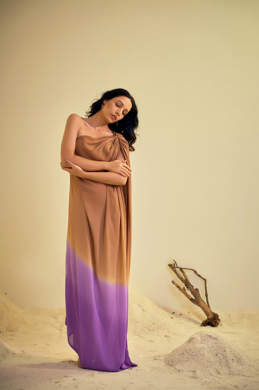 CHLOE Brown and Purple Dress