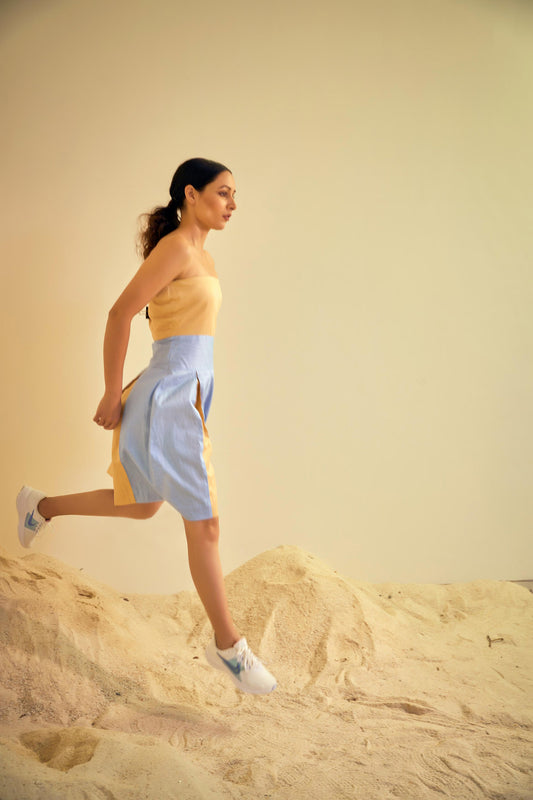 NOVA Blue and Beige Dress