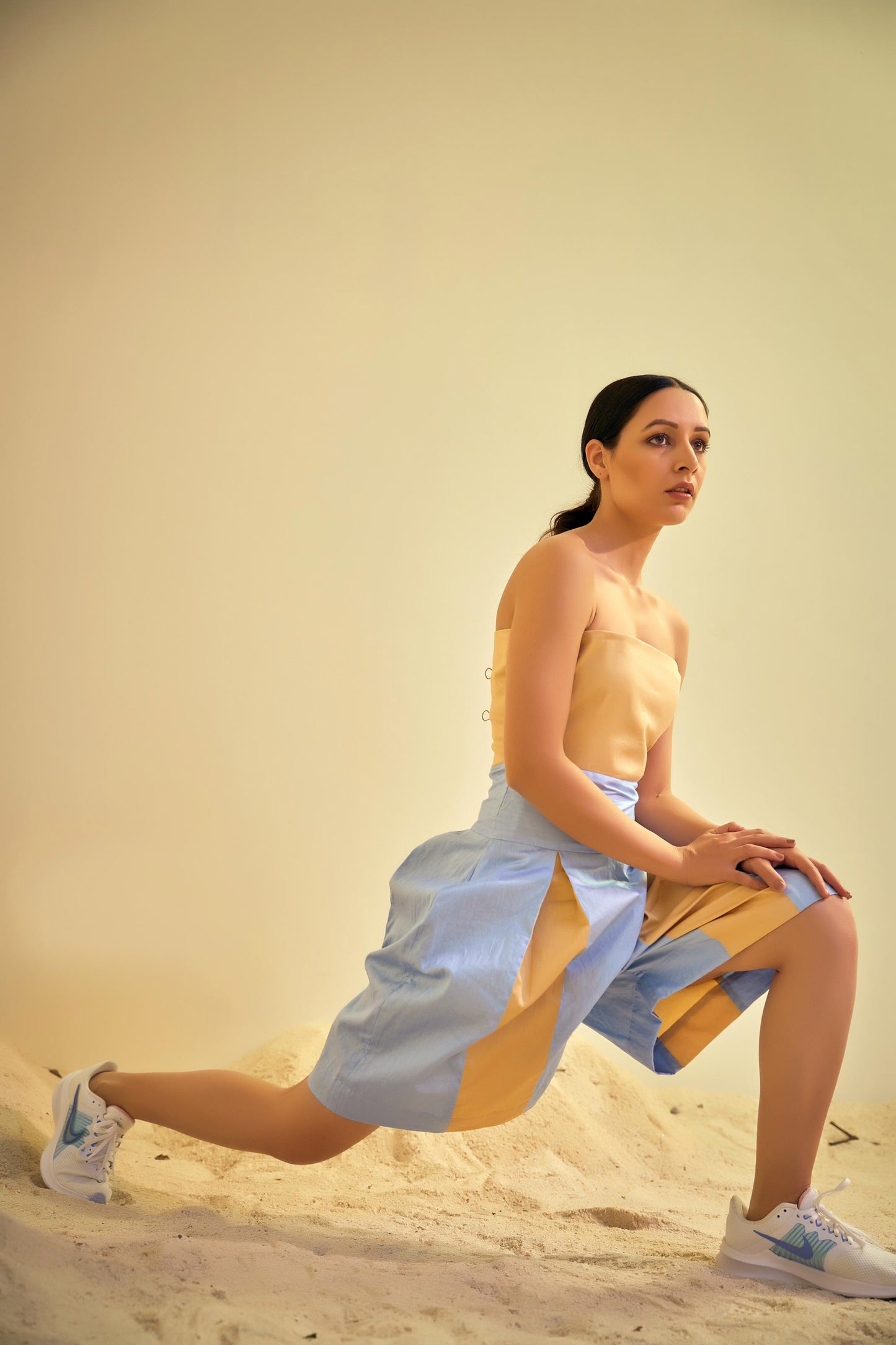 NOVA Blue and Beige Dress