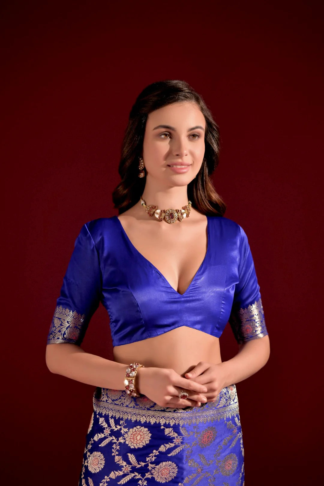 Royal Blue Banarasi Satin Silk Saree