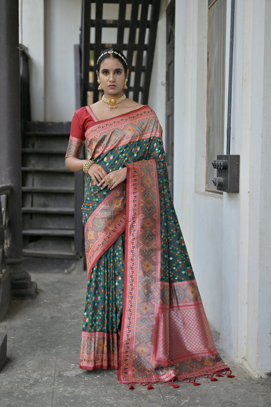 Bhakti Patola Green Paithani Silk meenakari weave Saree