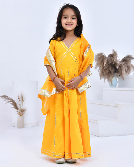Yellow Gota Embellished Anarkali Set