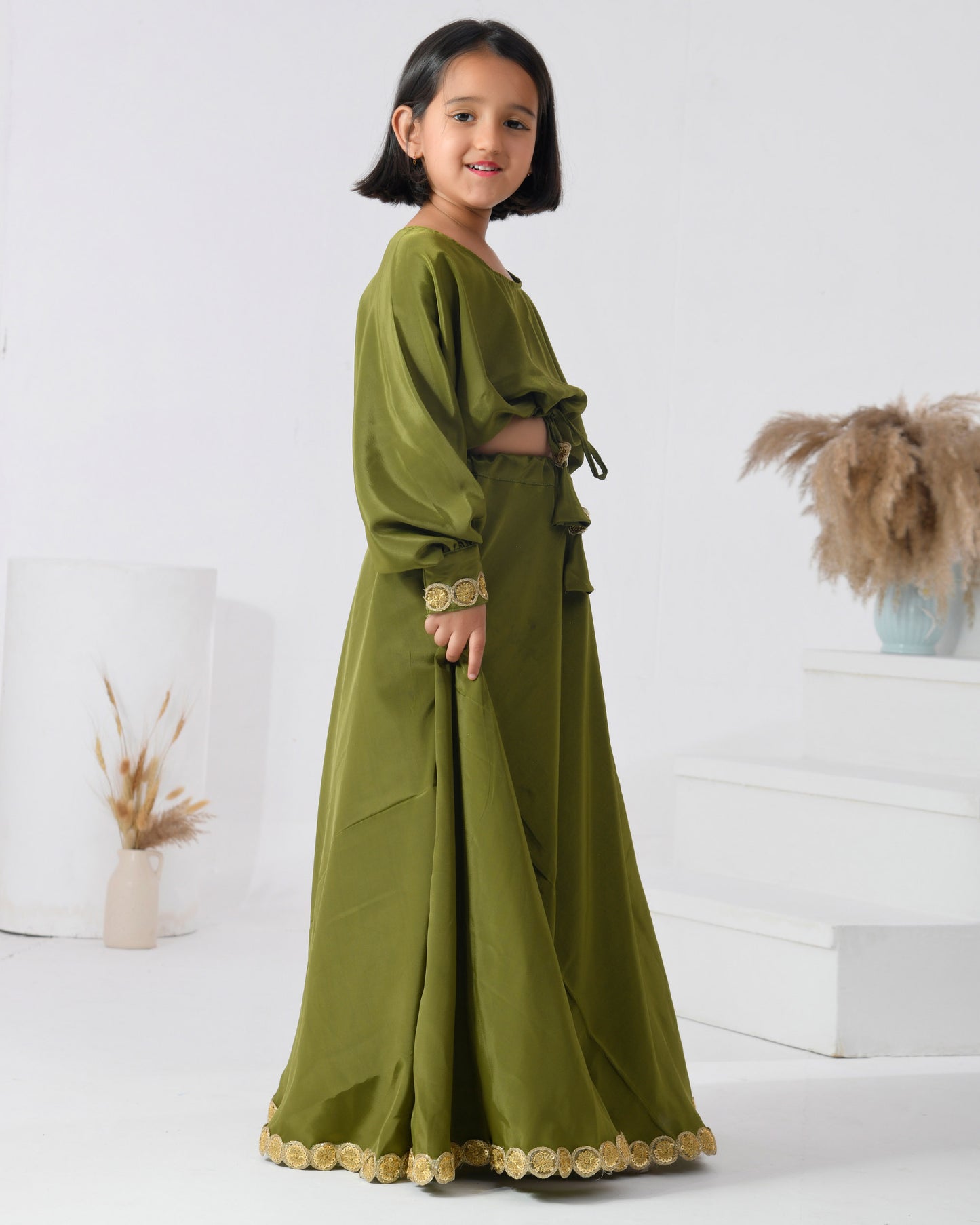 Olive Green Skirt Set