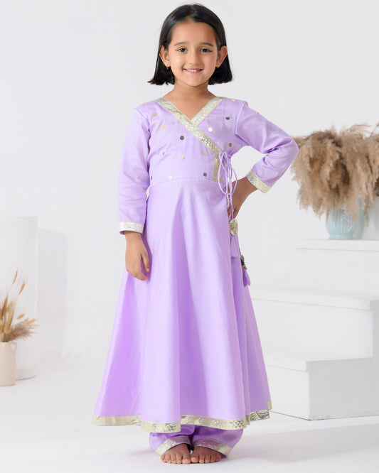 Lavender Cotton Silk Angarkha Set