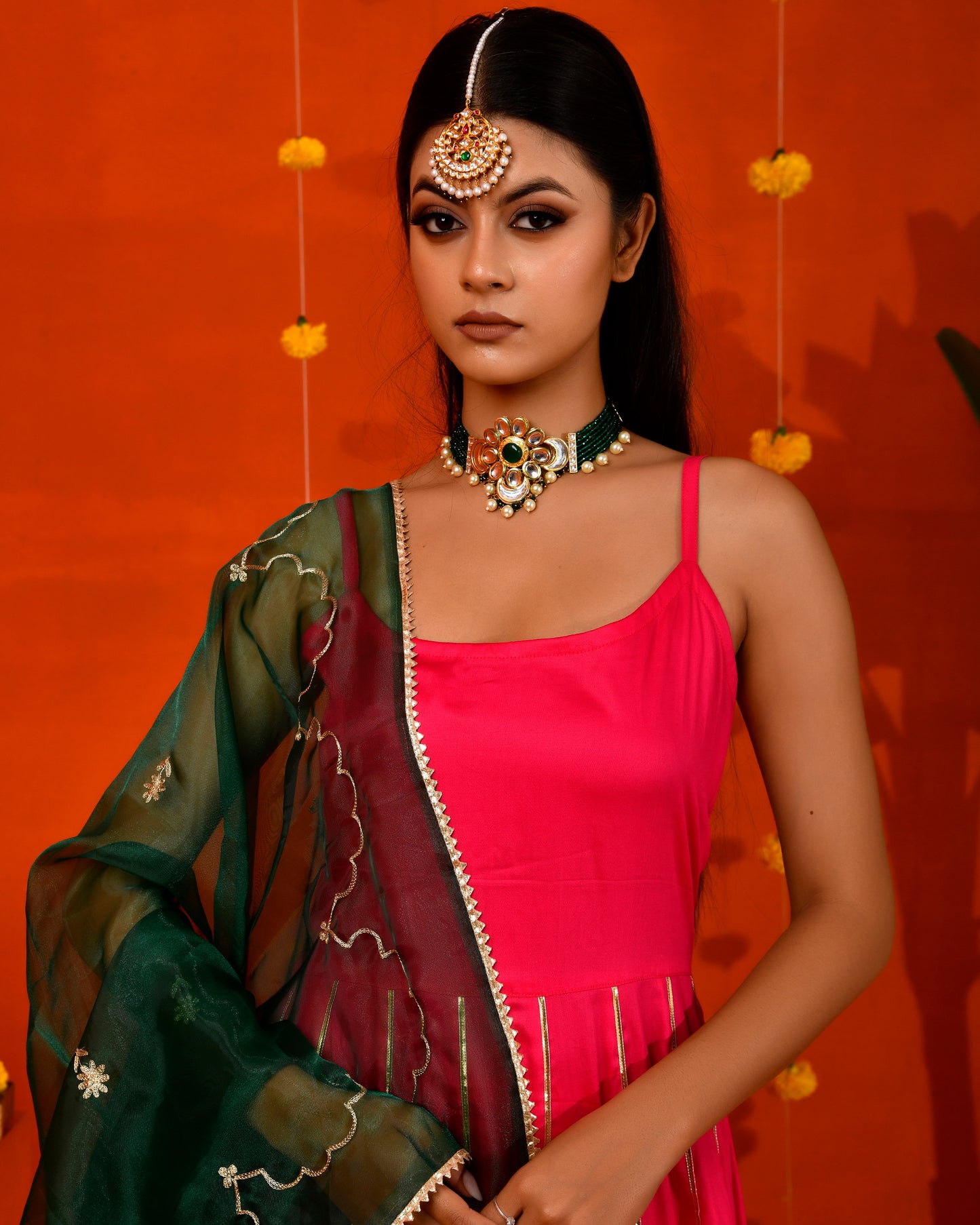 Magenta Machine Embroidered Cotton Silk Utsav Bannhi Anarkali