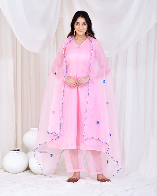 Pink Organza Designer Suit Set