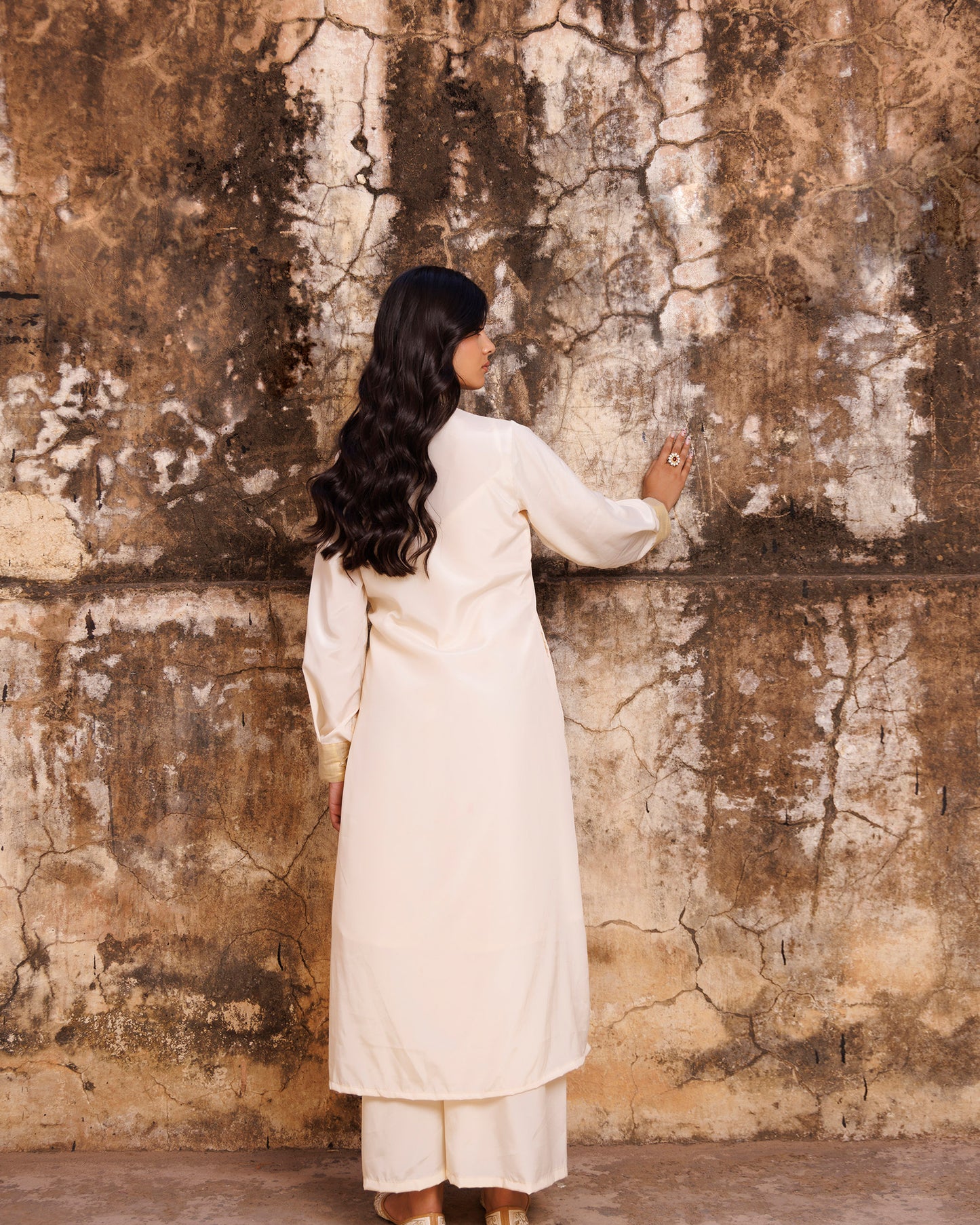 Ivory Crepe Oversized Shirt & Loose Fit Co-ord Set