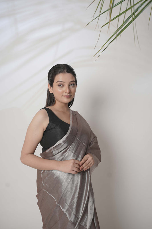 Bhavya | Pastel Coffee Handloom Tissue saree