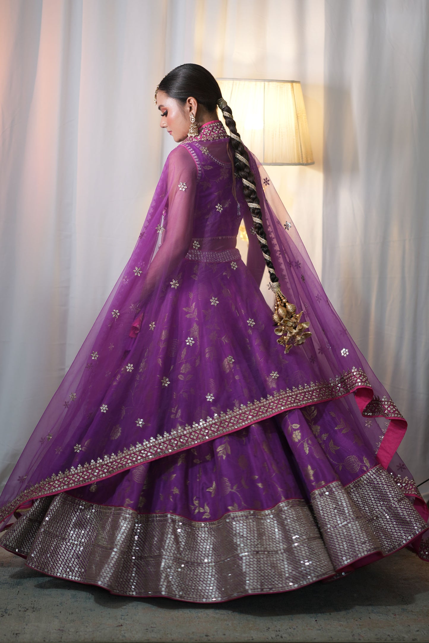 Purple Silk Brocade Lehenga for Bridesmaid