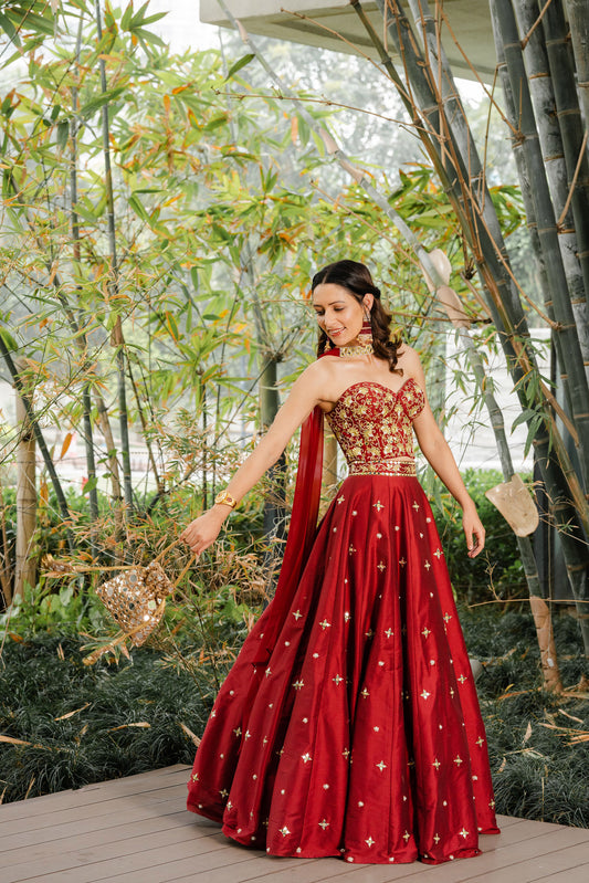 Maroon Aarzoo lehenga set